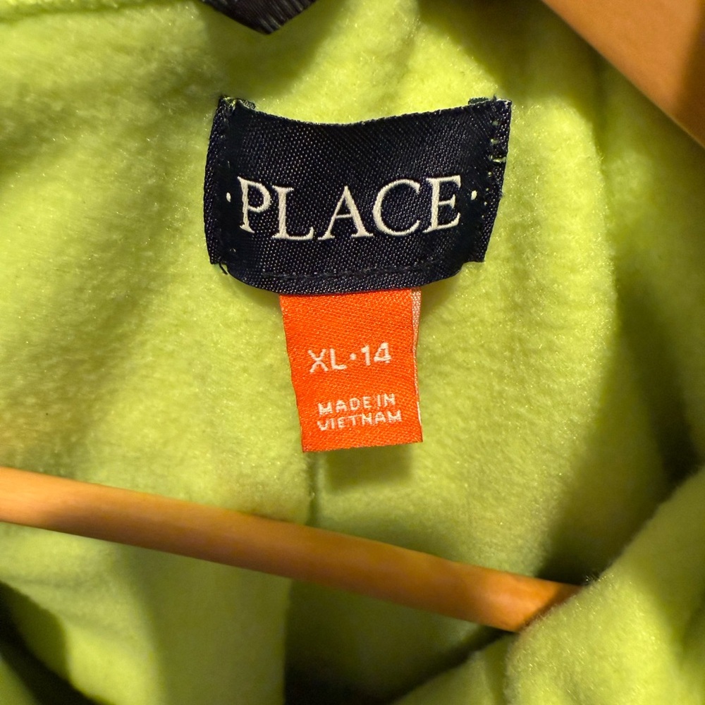 Children’s Place Kids Black Jacket with Neon Green Removable Fleece Lining - Picture 4 of 4